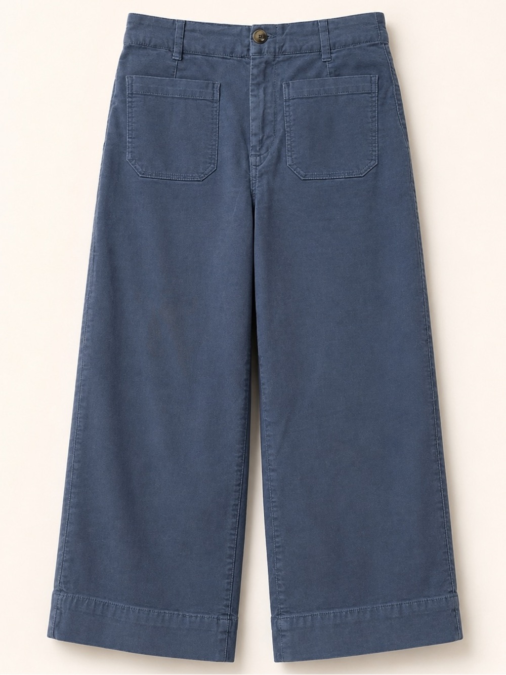Avec Les Filles Size 6 Blue Corduroy Wide Leg Crop Pants